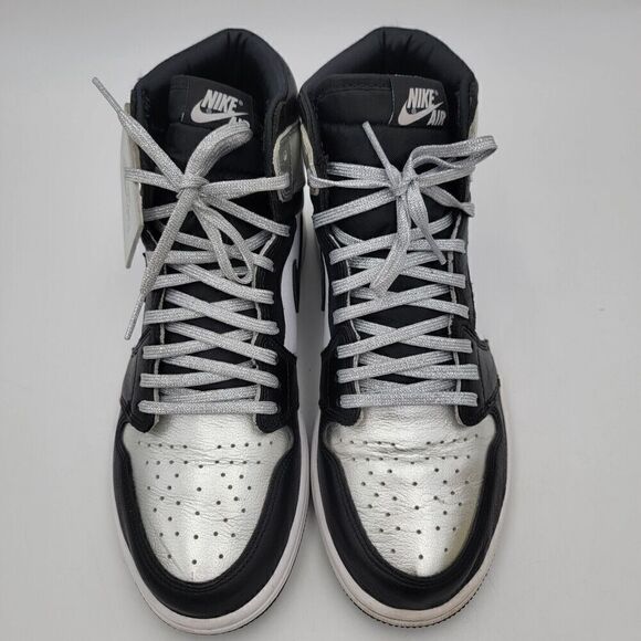 Nike Air Jordan 1‎ High OG Silver Toe Sneakers Black CD0461-001 Shoe Sz 9.5 - Picture 4 of 12